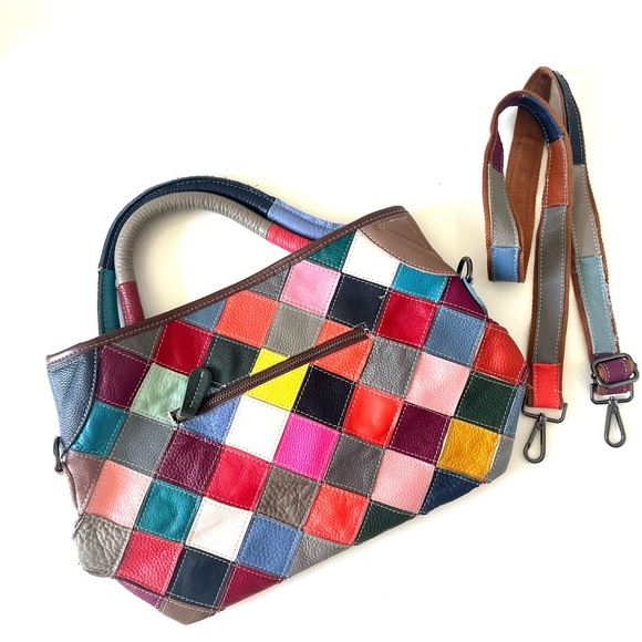 Leather Croatian Patchworks Satchel - Picture 2 of 3